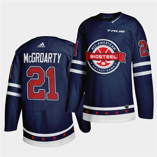 Mens BioSteel All-American Hockey #21 Rutger McGroarty Adidas 2021 Navy Game Jersey