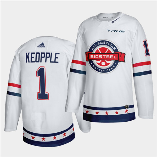 Mens BioSteel All-American Hockey #1 Remington Keopple Adidas White Game Jersey
