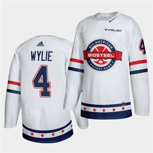 Mens BioSteel All-American Hockey #4 Cooper Wylie Adidas White Game Jersey