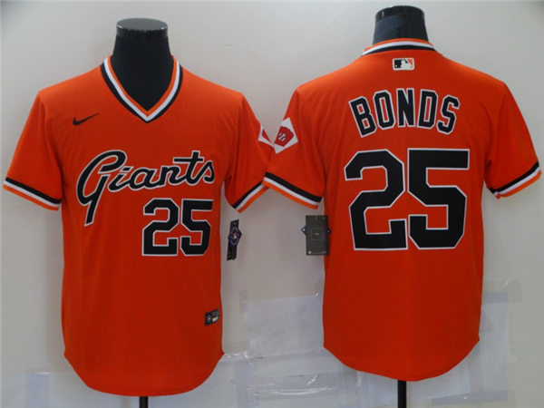 Mens San Francisco Giants Retired Players #25 Barry Bonds Nike Orange Pullover Cooperstown Collection Jersey