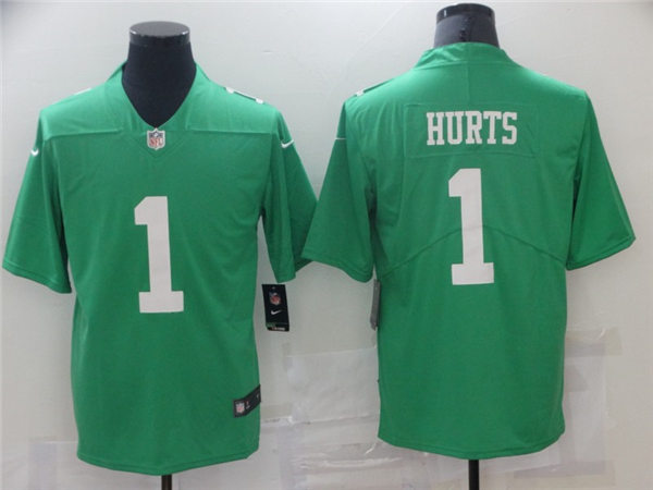 Mens Philadelphia Eagles #1 Jalen Hurts Nike Kelly Green NFL Color Rush Jersey