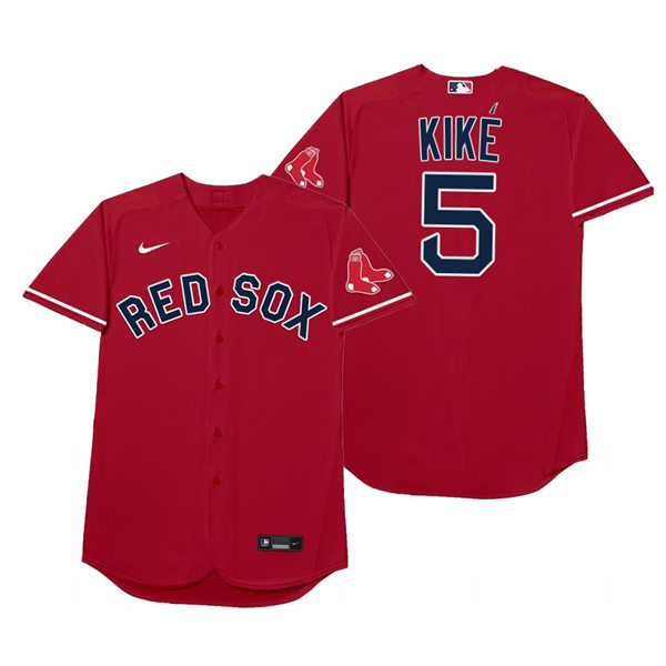 Mens Boston Red Sox #5 Enrique Hernandez  Nike Red 2021 Players' Weekend Nickname Kike Jersey