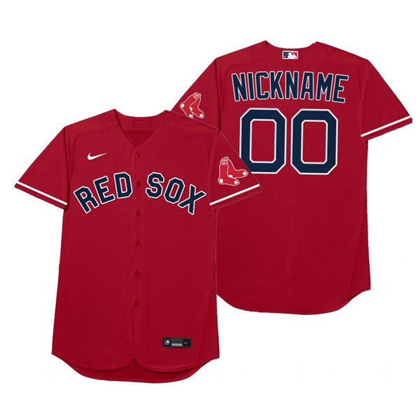 Mens Boston Red Sox Custom  Luis Tiant Pedro Martinez Carl Yastrzemski Dom DiMaggio Ellis Burks Nike Red 2021 Players' Weekend Nickname Jersey