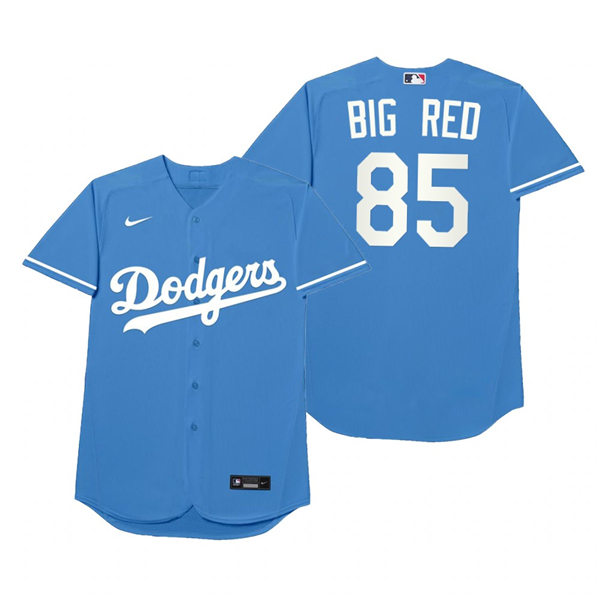 Mens Los Angeles Dodgers #85 Dustin May Nike Royal 2021 Players' Weekend Nickname Big Red Jersey