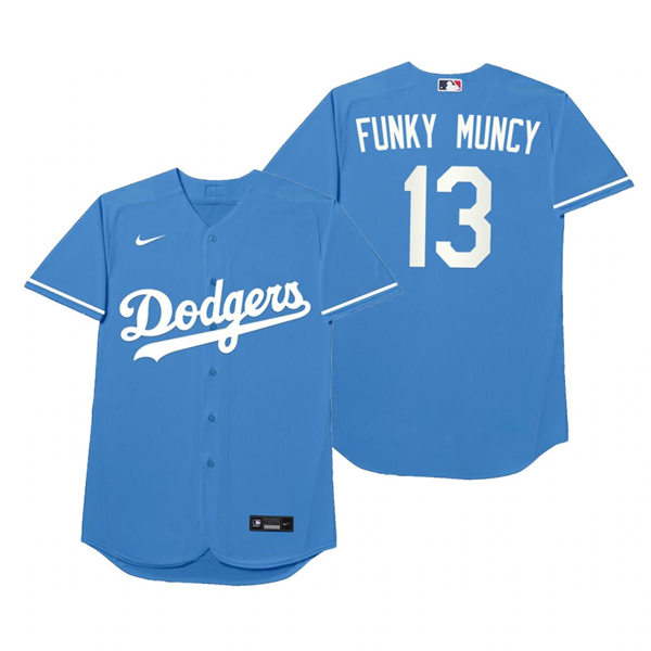 Mens Los Angeles Dodgers #13 Max Muncy Nike Royal 2021 Players' Weekend Nickname Funky Muncy Jersey