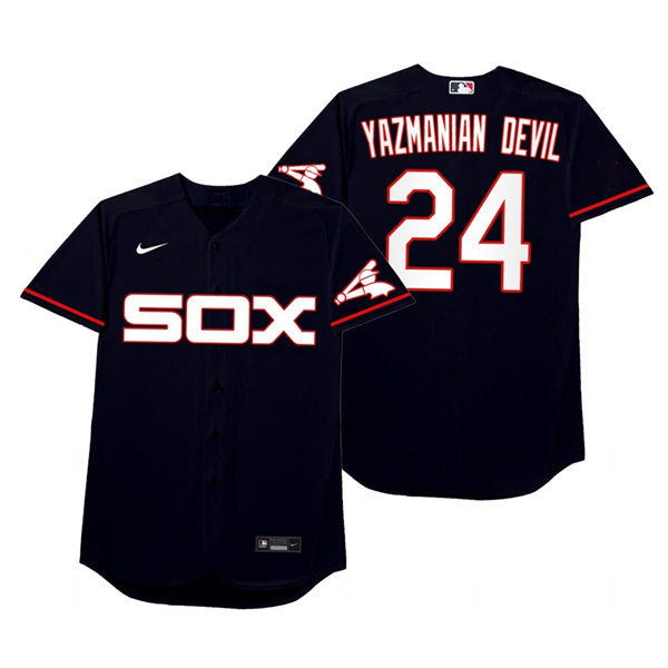 Mens Chicago White Sox #24 Yasmani Grandal Nike Navy 2021 Players' Weekend Nickname Yazmanian Devil Jersey