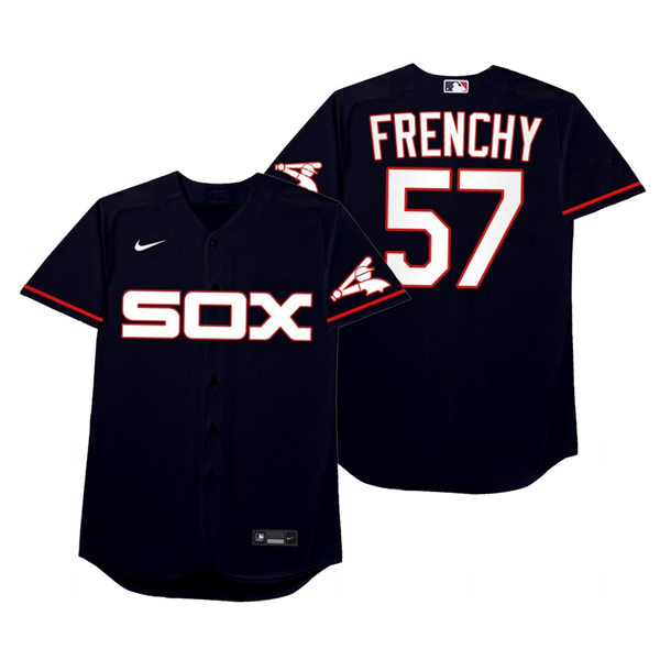 Mens Chicago White Sox #57 Jace Fry Nike Navy 2021 Players' Weekend Nickname Frenchy Jersey