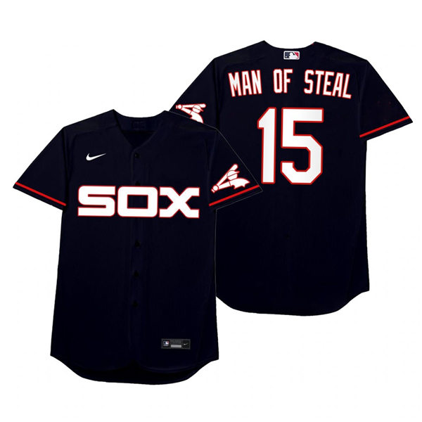 Mens Chicago White Sox #15 Adam Engel Nike Navy 2021 Players' Weekend Nickname Man Of Steal Jersey