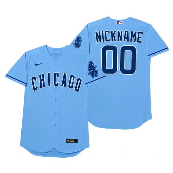 Mens Chicago Cubs Custom ANDRE DAWSON Billy Williams ERNIE BANKS MARK GRACE SAMMY SOSA Nike Powder Blue 2021 Players' Weekend Nickname Jersey