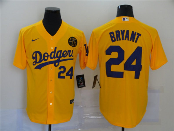 Mens Los Angeles Dodgers #24 Kobe Bryant Nike Gold Baseball Jersey