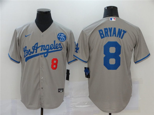 Mens Los Angeles Dodgers #8 Kobe Bryant Nike Grey Los Angeles Baseball Jersey