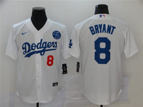 Mens Los Angeles Dodgers #8 Kobe Bryant Nike White Home Baseball Jersey