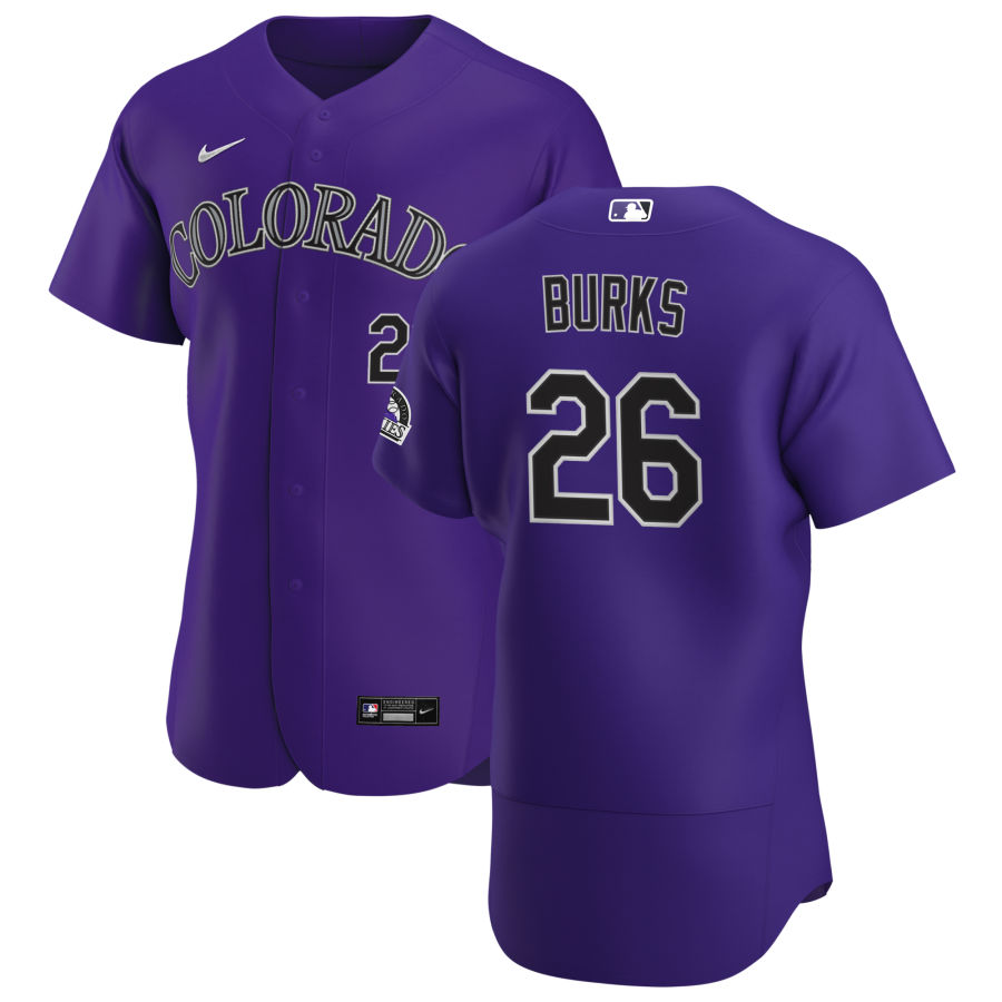 Mens Colorado Rockies Retired Player #26 Ellis Burks Nike Purple Alternate FlexBase Jersey