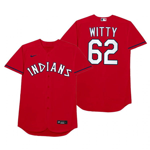 Mens Cleveland Indians #62 Nick Wittgren Nike Red 2021 Players' Weekend Nickname Witty Jersey