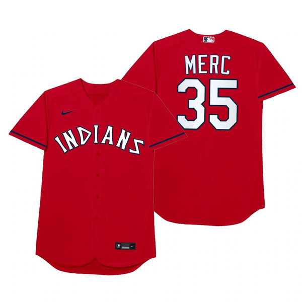 Mens Cleveland Indians #35 Oscar Mercado Nike Red 2021 Players' Weekend Nickname Merc Jersey