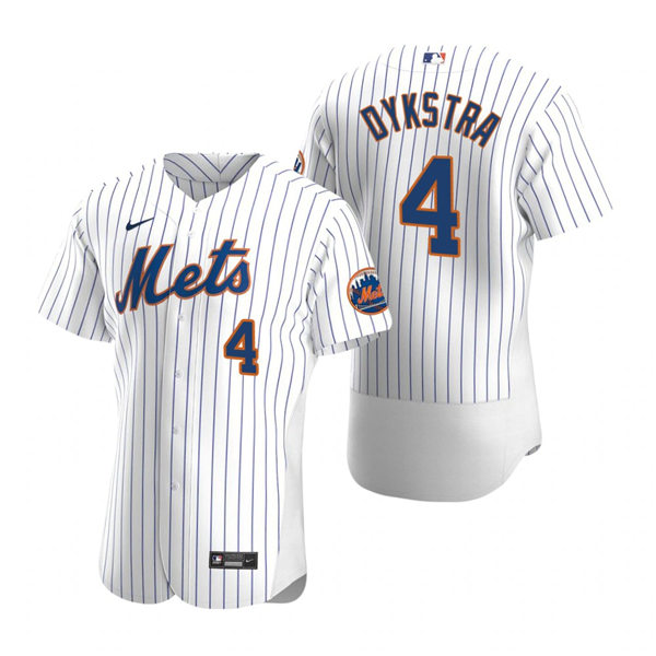 Mens New York Mets Retired Player #4 Lenny Dykstra Nike Home White Pinstripe FlexBase Jersey