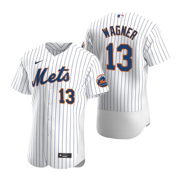 Mens New York Mets Retired Player #13 Billy Wagner Nike Home White Pinstripe FlexBase Jersey