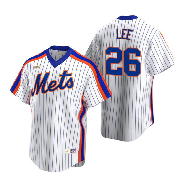 Mens New York Mets #26 Khalil Lee Nike White Home Cooperstown Collection Player Jersey