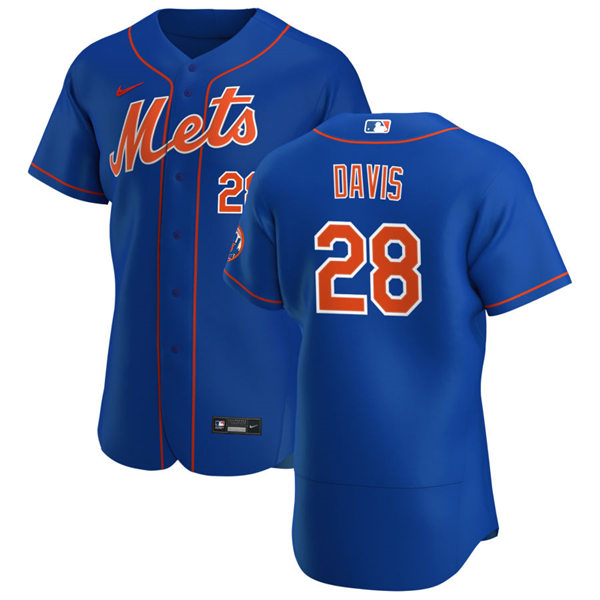 Mens New York Mets #28 J. D. Davis Stitched Nike Royal Orange FlexBase Jersey
