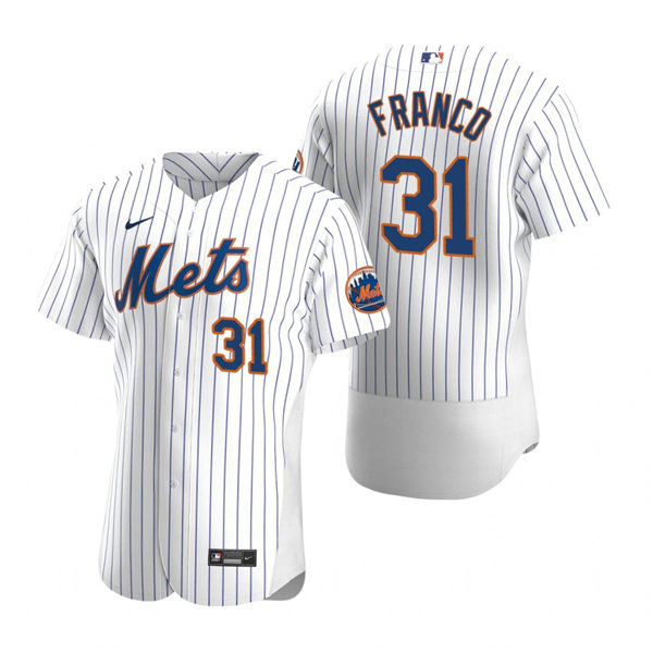 Mens New York Mets Retired Player #31 John Franco Nike Home White Pinstripe FlexBase Jersey