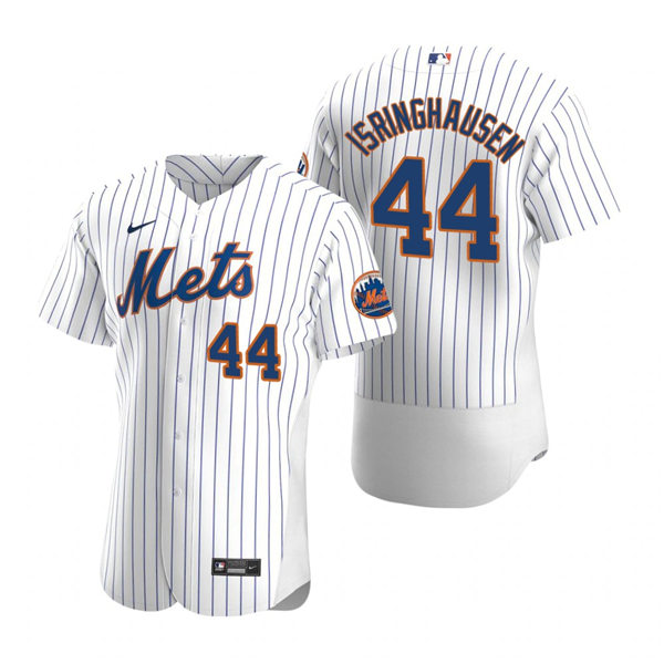 Mens New York Mets Retired Player #44 Jason Isringhausen Nike Home White Pinstripe FlexBase Jersey