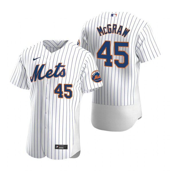 Mens New York Mets Retired Player #45 Tug McGraw Nike Home White Pinstripe FlexBase Jersey