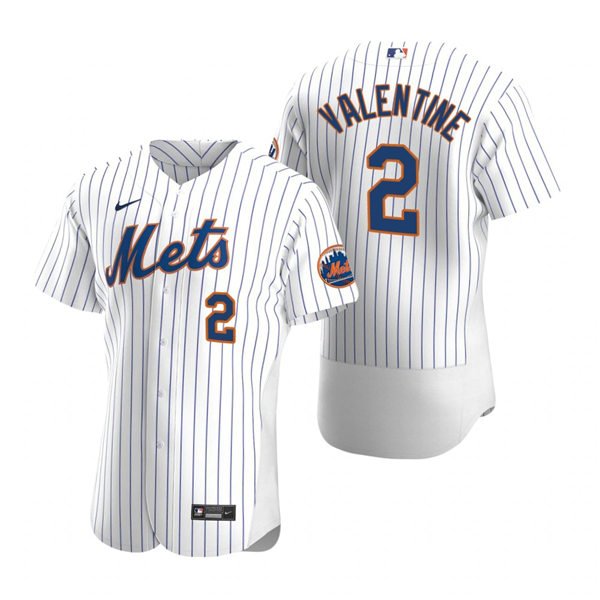 Mens New York Mets Retired Player #2 Bobby Valentine Nike Home White Pinstripe FlexBase Jersey