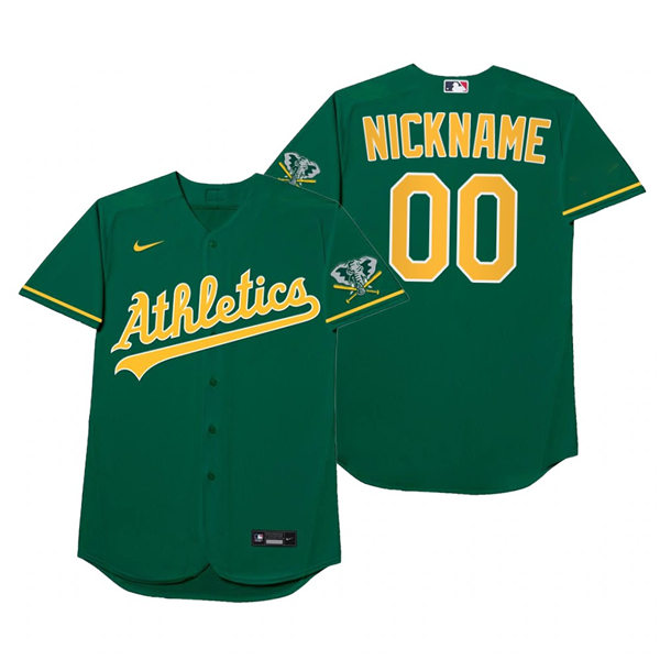 Mens Oakland Athletics Custom Nike Green 2021 Players' Weekend Nickname Jersey