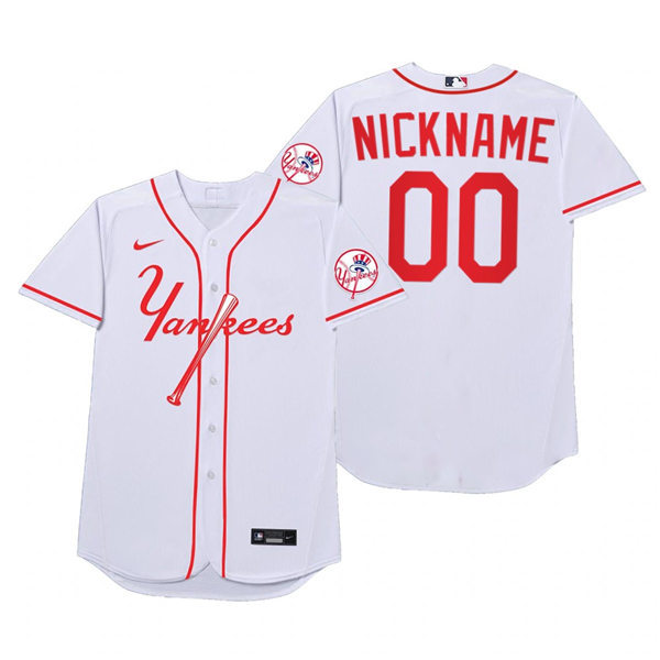 Mens New York Yankees Custom Jesse Barfield Joe DiMaggio Babe Ruth Derek Jeter Nike White 2021 Players' Weekend Nickname Jersey