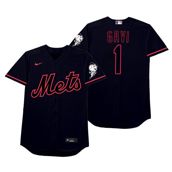 Mnes New York Mets #1 Jonathan Villar Nike Black 2021 Players' Weekend Nickname Gavi Jersey