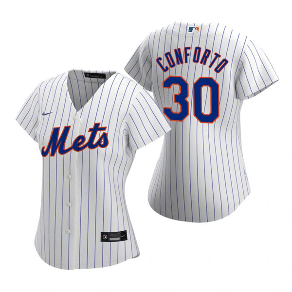 Womens New York Mets #30 Michael Conforto Nike White Pinstripe Home Jersey