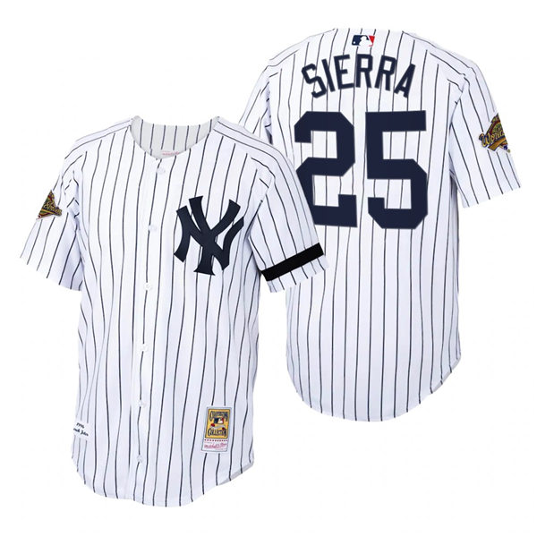 Mens New York Yankees #25 Ruben Sierra White Pinstripe Mitchell & Ness Cooperstown 1996 World Series Game Jersey