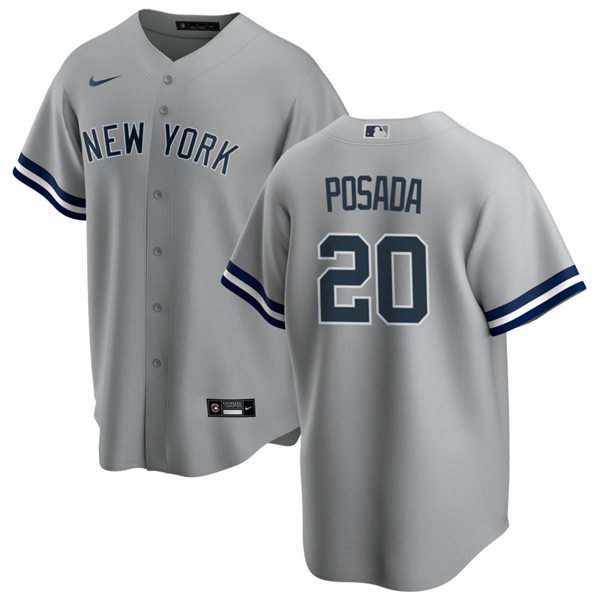 Mens New York Yankees Retired Player #20 Jorge Posada Nike Grey Road Cool Base Jersey