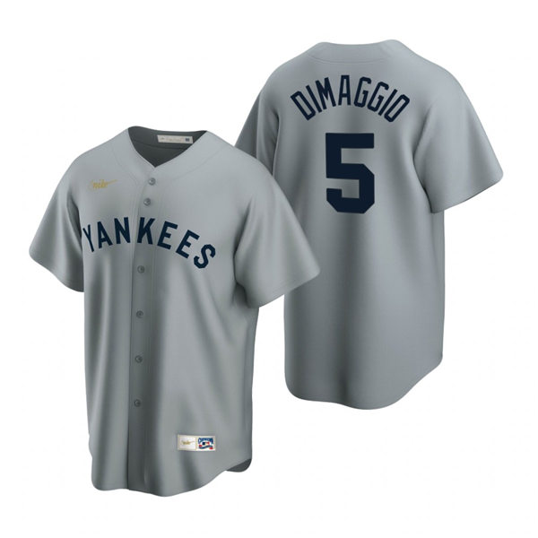 Mens New York Yankees Retired Player #5 Joe DiMaggio Nike Gray Road Cooperstown Collection Player Jersey