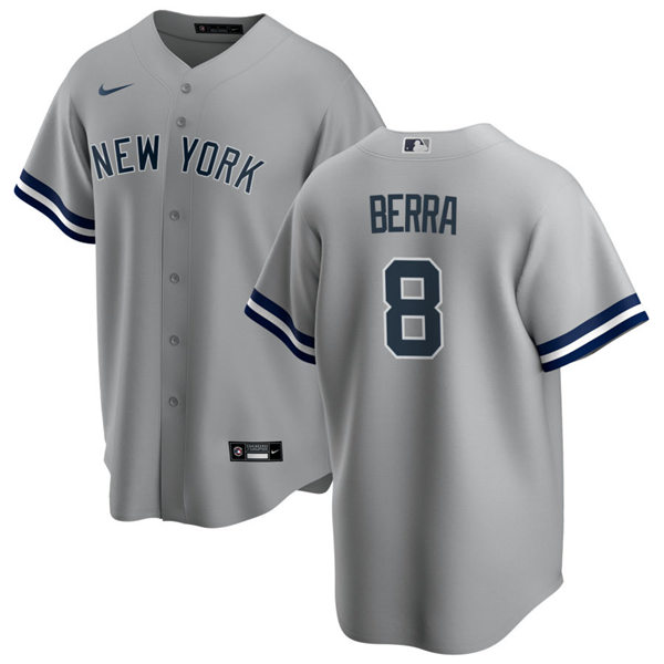 Mens New York Yankees Retired Player #8 Yogi Berra Nike Grey Road Cool Base Jersey