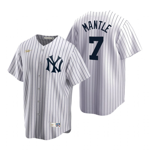 Mens New York Yankees Retired Player #7 Mickey Mantle White Home Nike Cooperstown Collection Jersey 