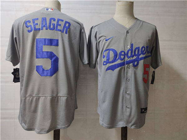 Mens Los Angeles Dodgers #5 Corey Seage Nike Grey Road FlexBase Jersey