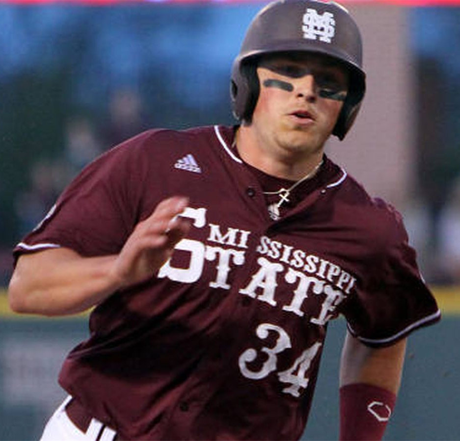 Mens Mississippi State Bulldogs #34 Hunter Renfroe 2012-17 Maroon button Adidas Baseball Jersey