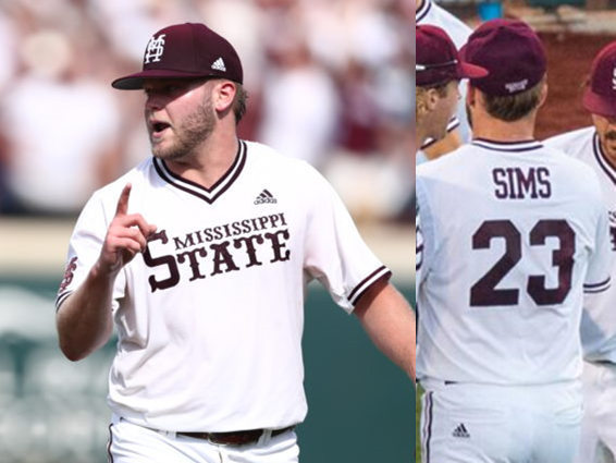 Mens Mississippi State Bulldogs #23 Landon Sims White Adidas Pullover College Baseball Game Jersey