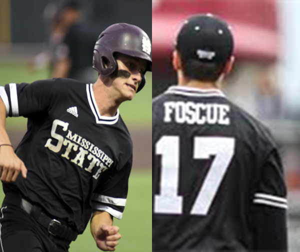 Mens Mississippi State Bulldogs #17 Justin Foscue Black Adidas Pullover College Baseball Game Jersey