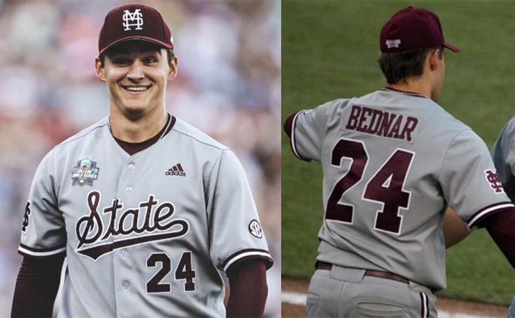 Mens Mississippi State Bulldogs #24 Will Bednar 2021 Grey Adidas Full-button Baseball Game Jersey2021 Grey Adidas Full-button Baseball Game Jersey本