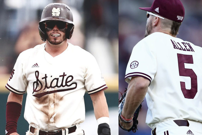 Mens Youth Mississippi State Bulldogs Custom Justin Foscue Tanner Allen Dustin Skelton Josh Hatcher 2021 Tan Adidas Full-button Baseball Jersey