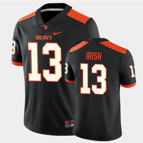 Mens Oregon State Beavers #13 Jesiah Irish Stitched Nike Black NCAA College Football Game Jersey