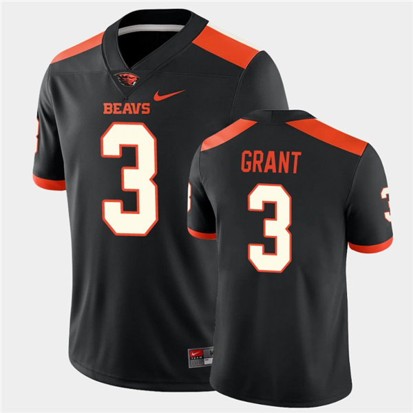 Mens Oregon State Beavers #3 Jaydon Grant Stitched Nike Black NCAA College Football Game Jersey