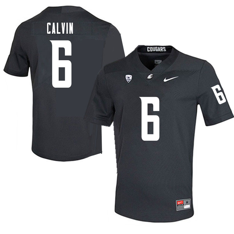Mens Washington State Cougars #6 Jamire Calvin Nike Charcoal College Football Game Jersey