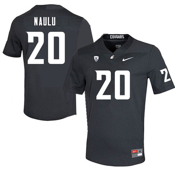Mens Washington State Cougars #20 Peni Naulu Nike Charcoal College Football Game Jersey