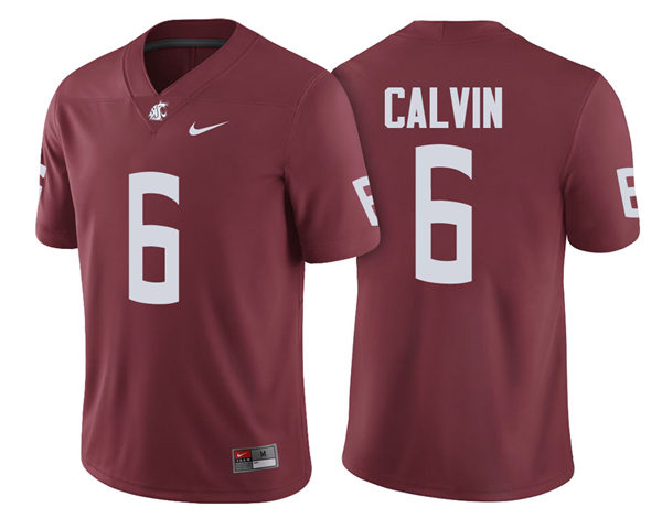 Mens Washington State Cougars #6 Jamire Calvin Nike Crimson College Football Game Jersey