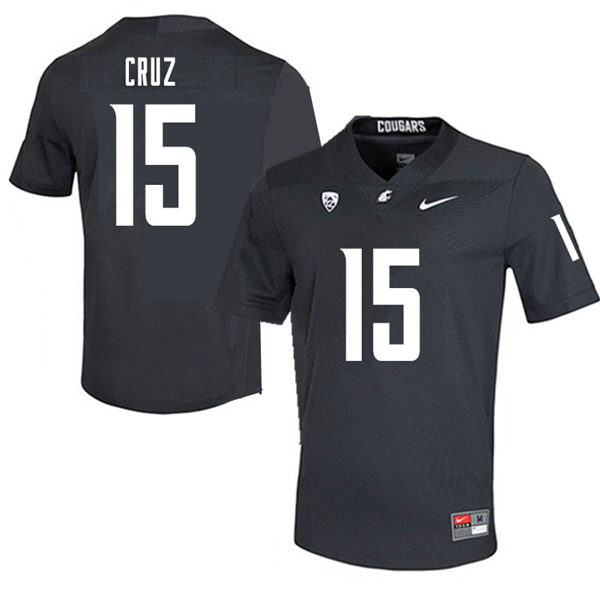 Mens Washington State Cougars #15 Gunner Cruz Nike Charcoal College Football Game Jersey