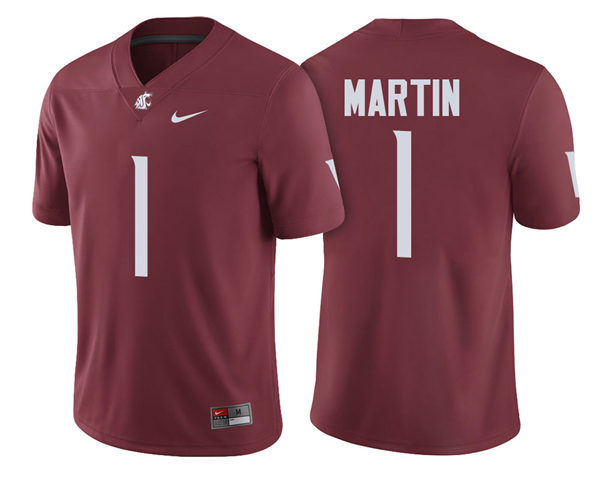 Mens Washington State Cougars #1 Davontavean Martin Nike Crimson College Football Game Jersey