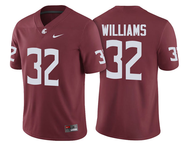 Mens Washington State Cougars #32 James Williams Nike Crimson College Football Game Jersey